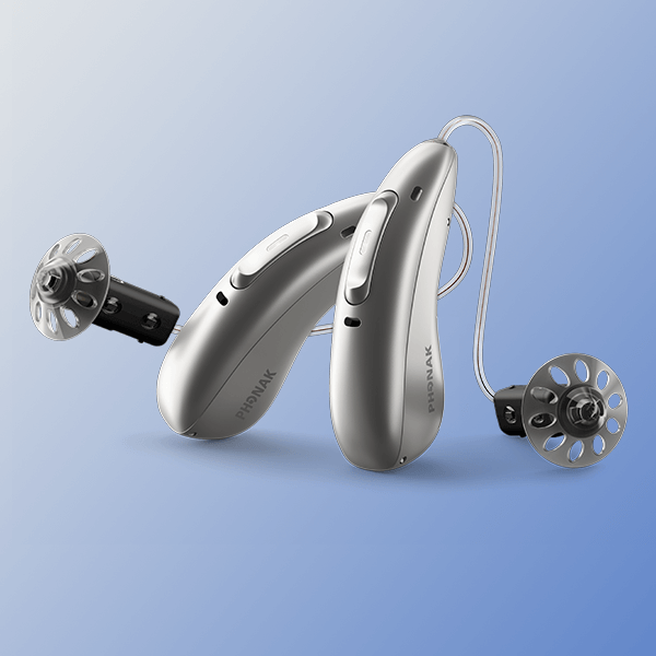 A pair of silver ear phones with two other ears.